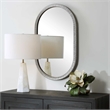 Pemberly Row Contemporary Pill-Shaped Versatile Wall Mirror in Gray