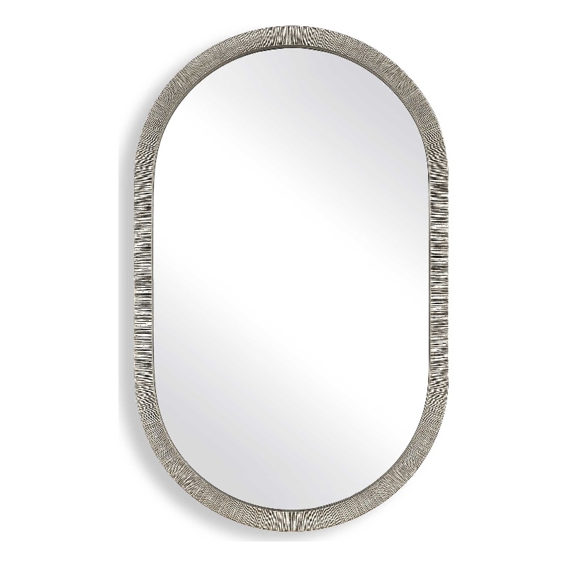 Pemberly Row Contemporary Pill-Shaped Versatile Wall Mirror in Gray