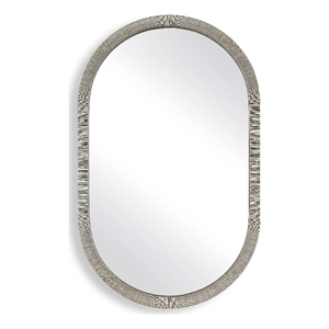 Pemberly Row Contemporary Pill-Shaped Versatile Wall Mirror in Gray