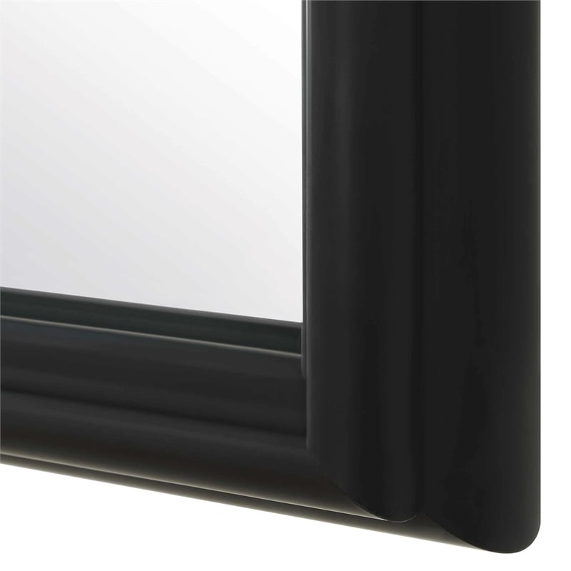 Pemberly Row Contemporary Elegant Arched Top Mirror in Black Frame