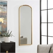 Pemberly Row Farmhouse Arched Top Wall Mirror in Antique Gold Frame