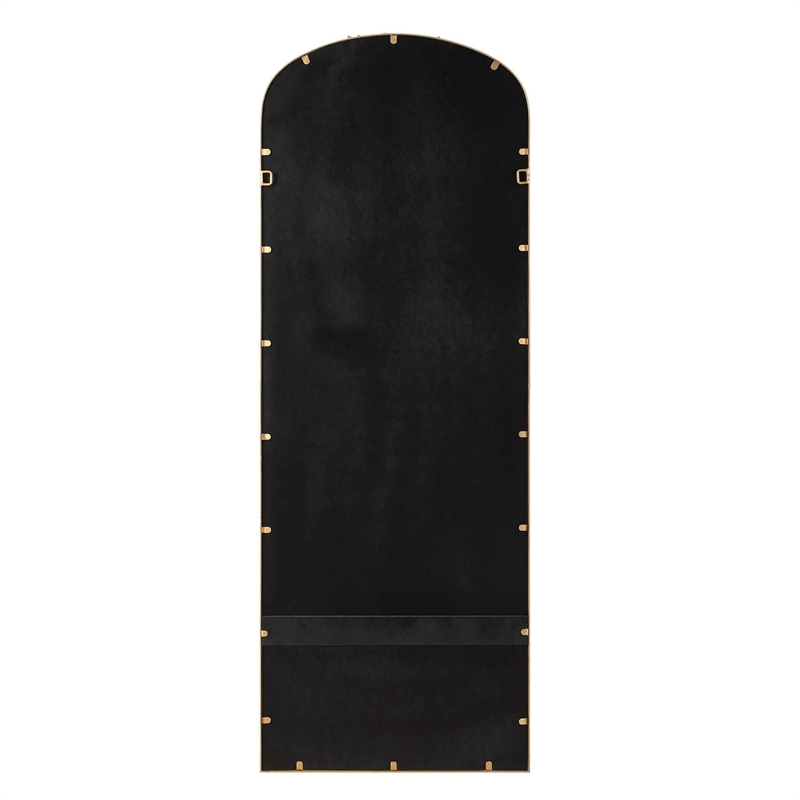 Pemberly Row Farmhouse Arched Top Wall Mirror in Antique Gold Frame