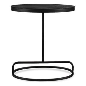 Pemberly Row Aluminum and Iron Accent Oval Top Table in Black