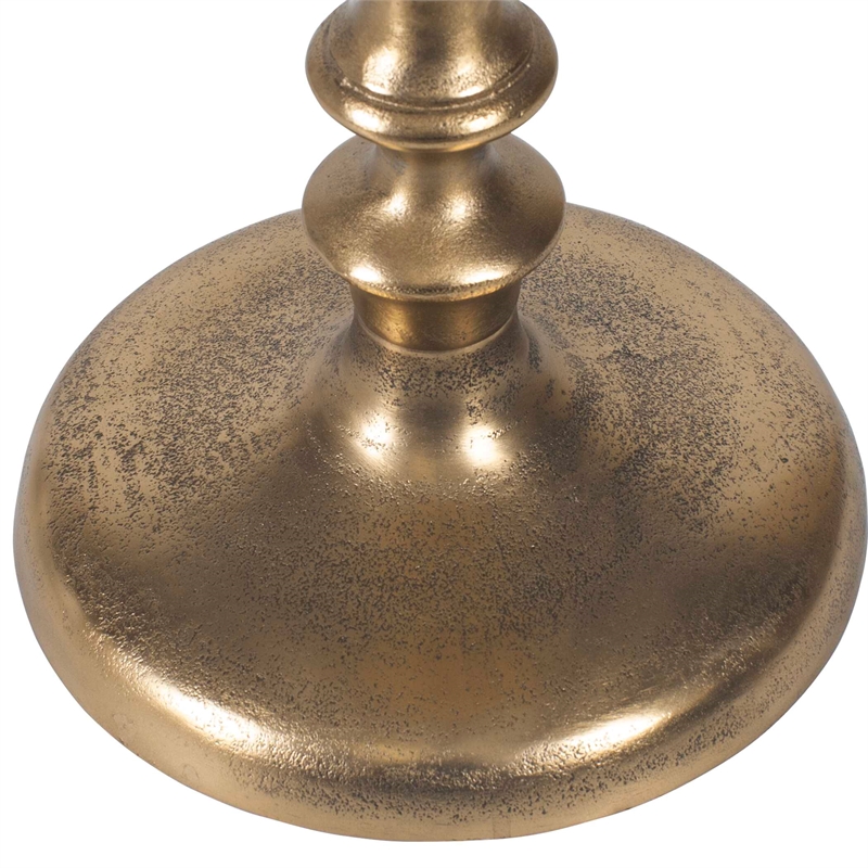 Pemberly Row Aluminum Farmhouse Round Accent Table in Antique Brass