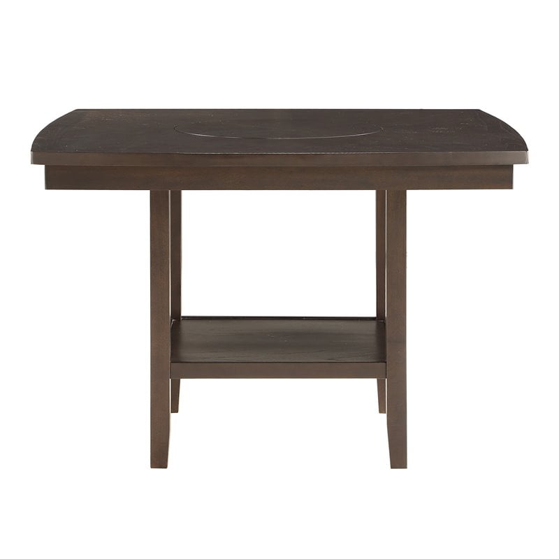 Pemberly Row 5 Piece Counter Height Dining Set in Brown with Slat Back Chairs