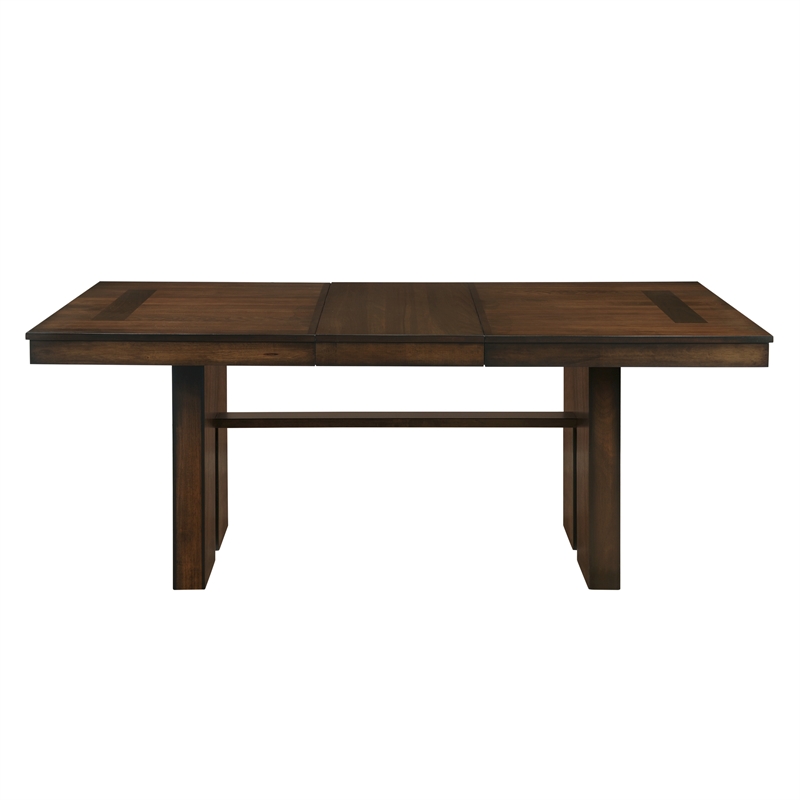 Pemberly Row Contemporary Wood and MDF Board Dining Room Table in Walnut