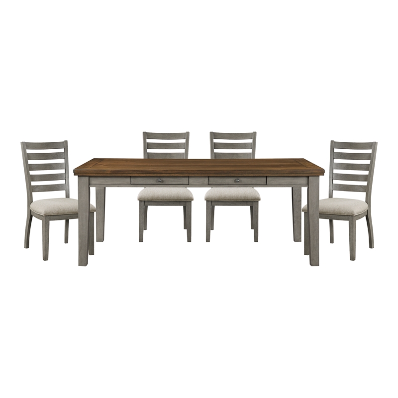 Pemberly Row 5-Piece Contemporary Wood and MDF Board Dining Set in Gray