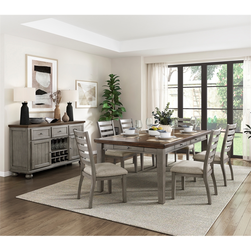 Pemberly Row 5-Piece Contemporary Wood and MDF Board Dining Set in Gray