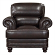 Pemberly Row Breathable Faux Leather Upholstered Chair in Brown