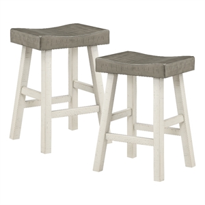 Pemberly Row Solid Wood 24&quot Stool in 2-Tone finish (White and Coffee)