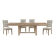 Pemberly Row 5-Piece Wood and Fabric Dining Set in Light Oak/ Beige