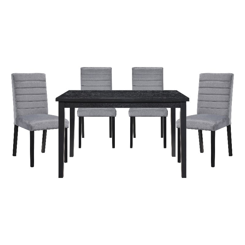 Pemberly Row 5-Piece Wood and Velvet Upholstery Dining Set in Gray