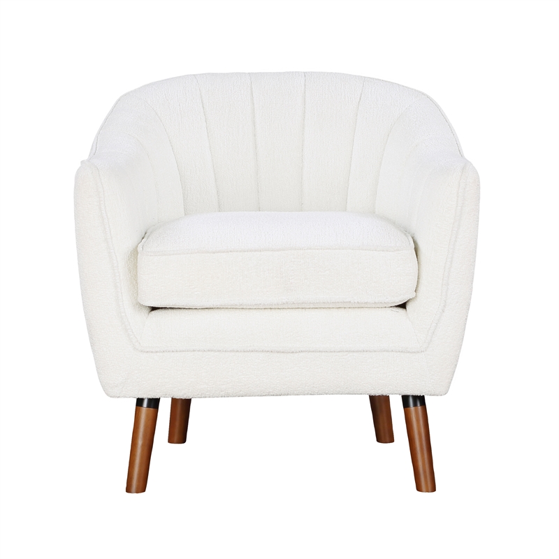 Pemberly Row Mid-Century Fabric Upholstered Accent Chair in White