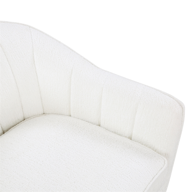 Pemberly Row Mid-Century Fabric Upholstered Accent Chair in White