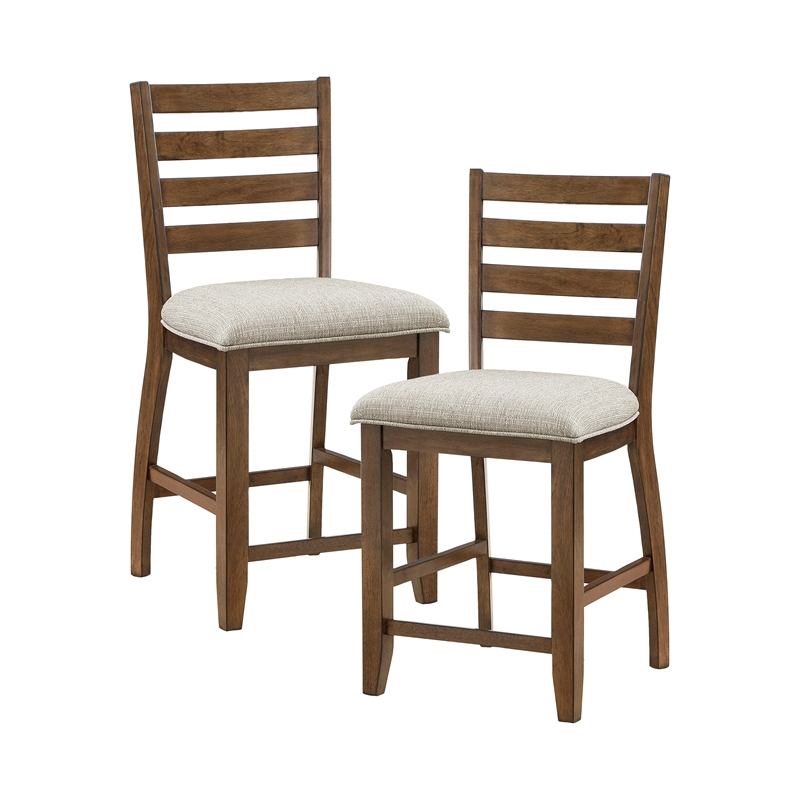 Pemberly Row 5-Piece Wood and Fabric Counter Height Dining Set in Cherry
