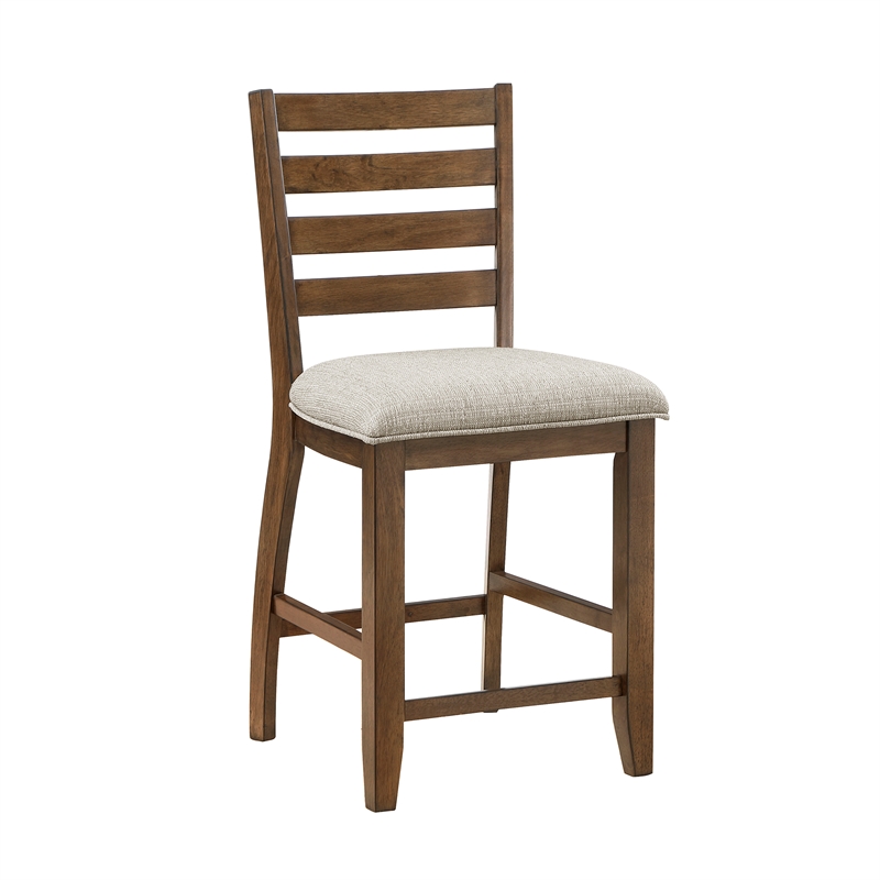 Pemberly Row 5-Piece Wood and Fabric Counter Height Dining Set in Cherry