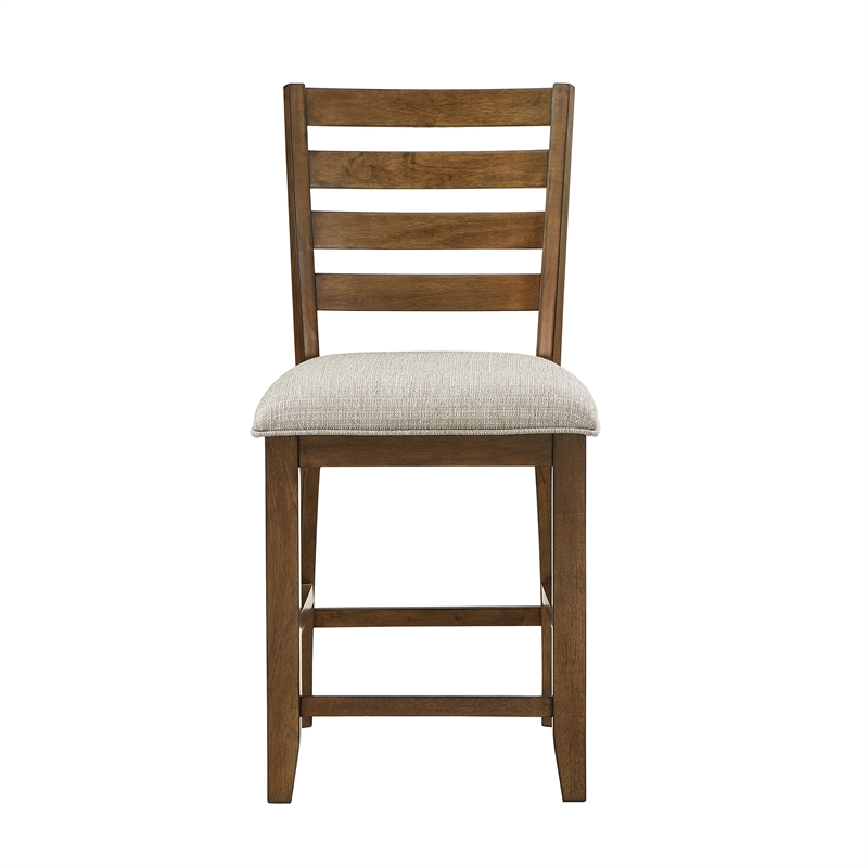 Pemberly Row 5-Piece Wood and Fabric Counter Height Dining Set in Cherry