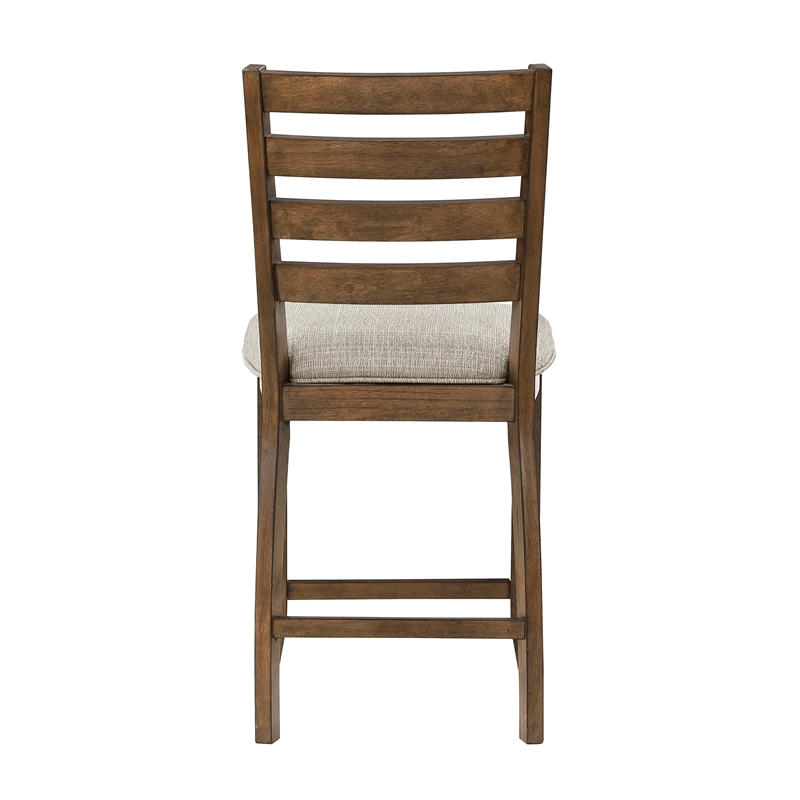 Pemberly Row 5-Piece Wood and Fabric Counter Height Dining Set in Cherry