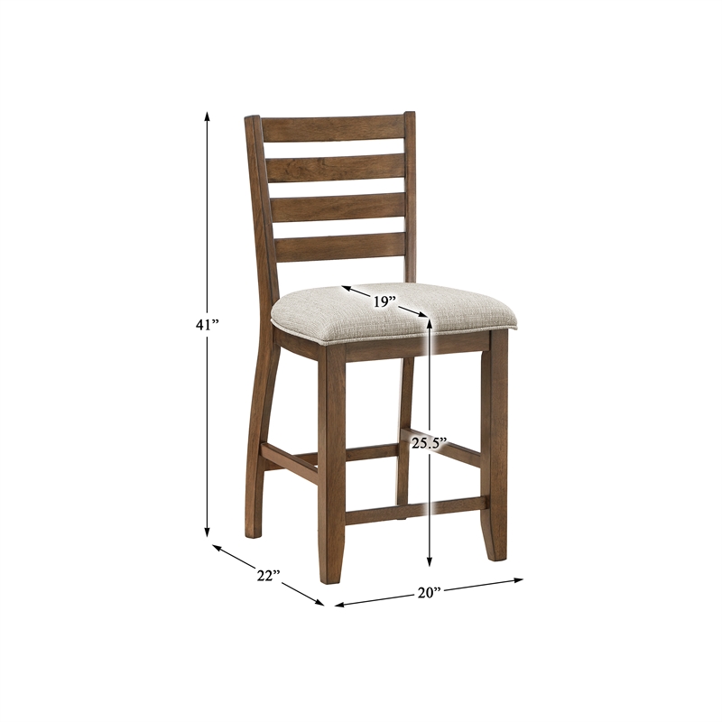 Pemberly Row 5-Piece Wood and Fabric Counter Height Dining Set in Cherry