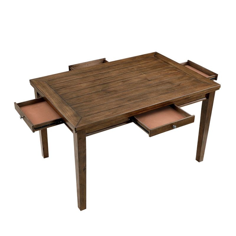 Pemberly Row 5-Piece Wood and Fabric Counter Height Dining Set in Cherry