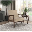Pemberly Row Mid-Century Wood and Velvet Accent Chair in Light Brown