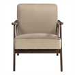 Pemberly Row Mid-Century Wood and Velvet Accent Chair in Light Brown