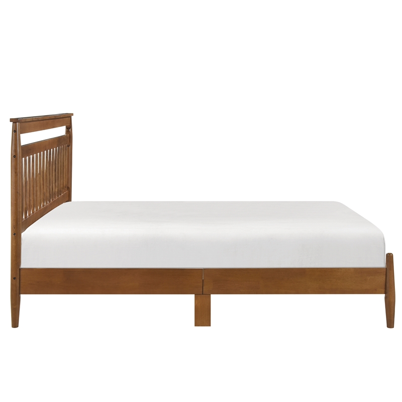 Pemberly Row Contemporary Wood Queen Platform Bed in Chestnut