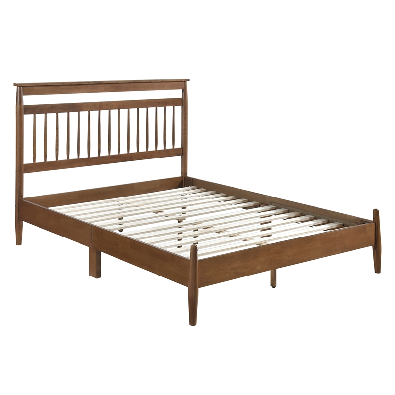 Pemberly Row Contemporary Wood Queen Platform Bed in Chestnut