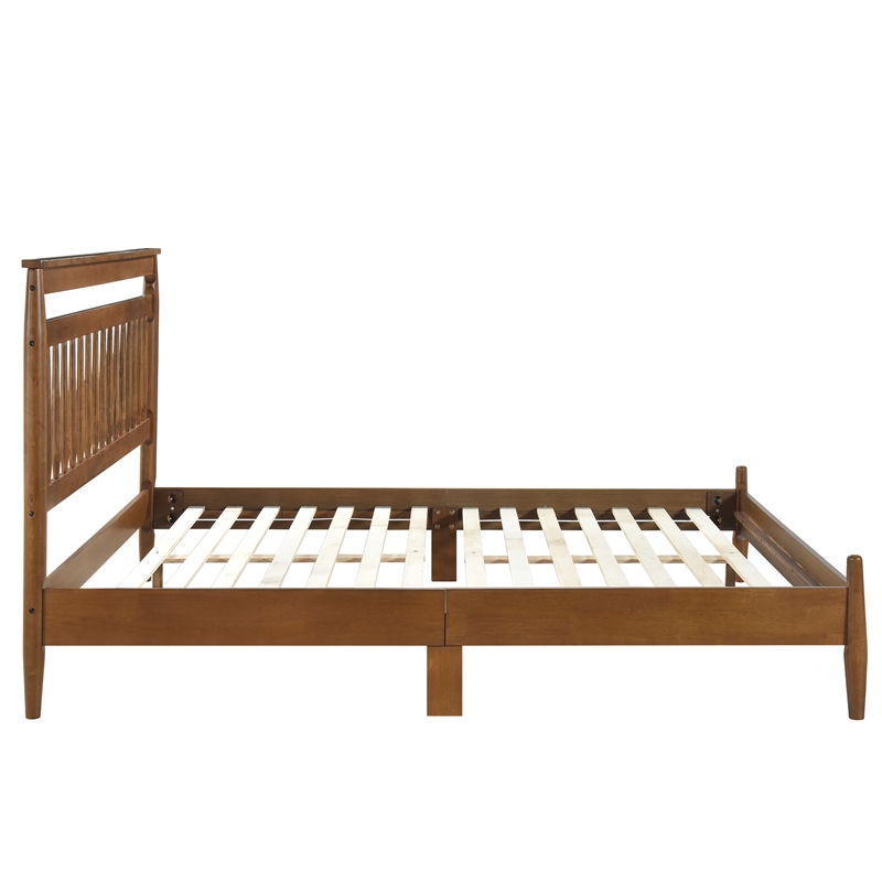 Pemberly Row Contemporary Wood Queen Platform Bed in Chestnut