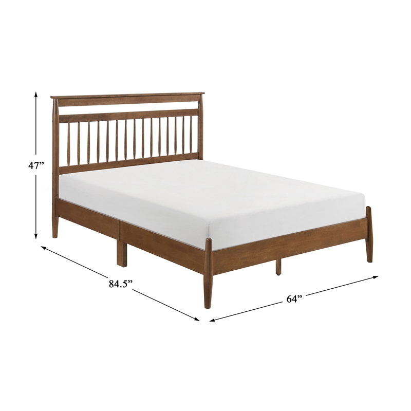 Pemberly Row Contemporary Wood Queen Platform Bed in Chestnut