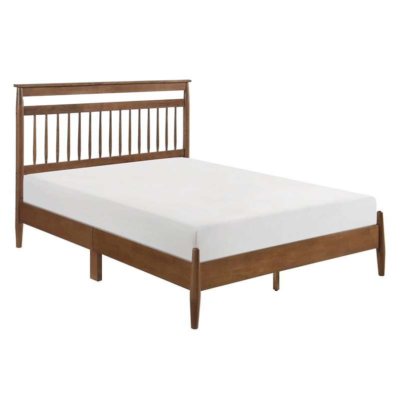 Pemberly Row Contemporary Wood Queen Platform Bed in Chestnut