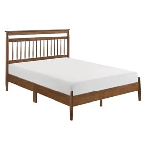 Pemberly Row Contemporary Wood Queen Platform Bed in Chestnut