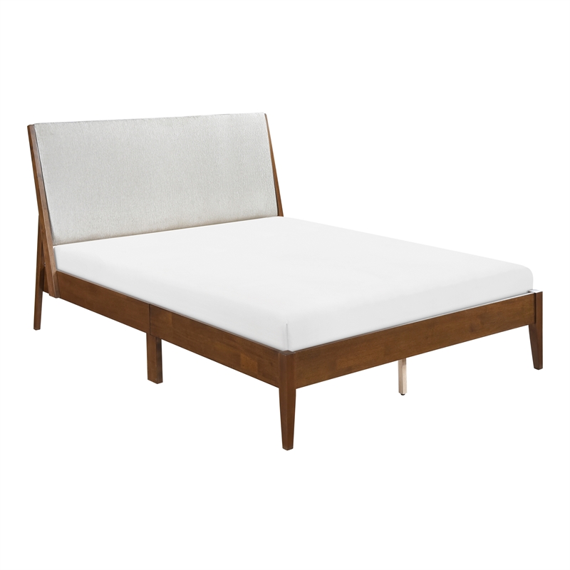 Pemberly Row Contemporary Chenille Full Platform Bed in Light gray