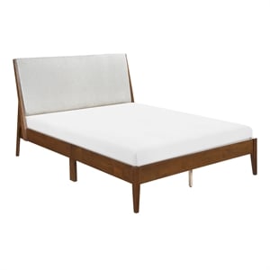 Pemberly Row Contemporary Chenille Full Platform Bed in Light gray