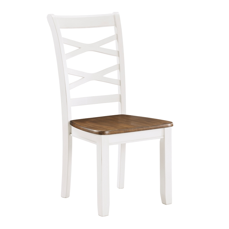 Pemberly Row Wood Dining Room Table and Chairs (Set of 7) in Cherry and White