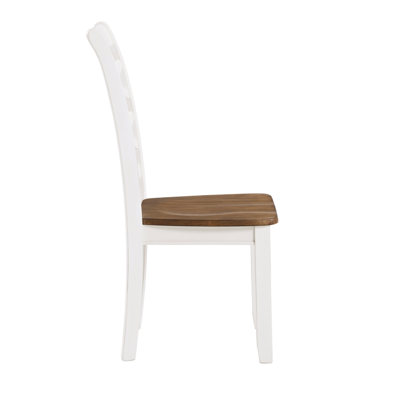 Pemberly Row Wood Dining Room Table and Chairs (Set of 7) in Cherry and White