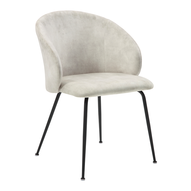 Pemberly Row Metal & Velvet Dining Room Set of 2 Side Chair in Beige