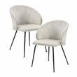 Pemberly Row Metal & Velvet Dining Room Set of 2 Side Chair in Beige