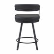 Pemberly Row Metal & Faux leather Set of 2 Swivel Counter Height Chair in Black