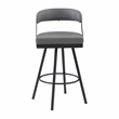 Pemberly Row Metal & Faux Leather Set of 2 Swivel Pub Height Chair in Gray