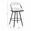 Pemberly Row Metal & Faux Leather Set of 2 Swivel Pub Height Chair in White