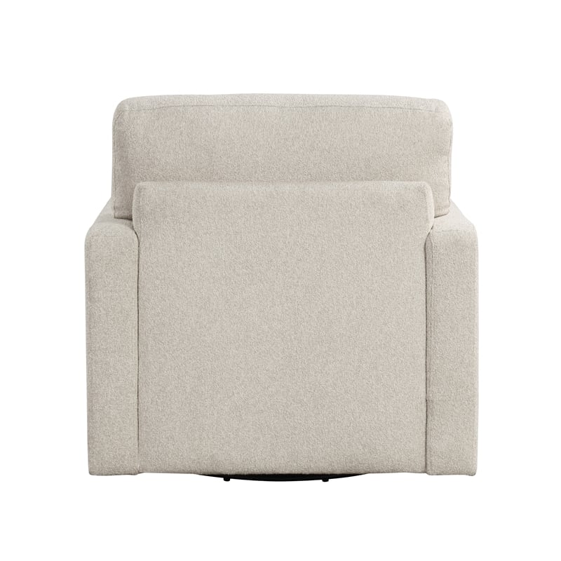 Pemberly Row Contemporary Boucle Swivel Chair in Beige Finish