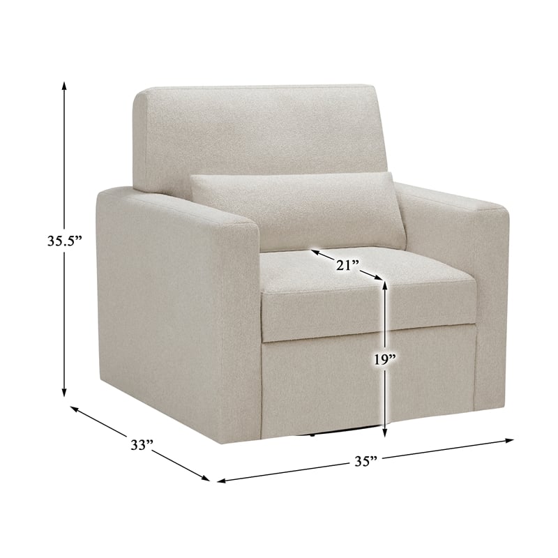 Pemberly Row Contemporary Boucle Swivel Chair in Beige Finish