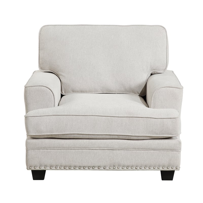 Pemberly Row Contemporary Chenille Fabric Chair in Sand Finish