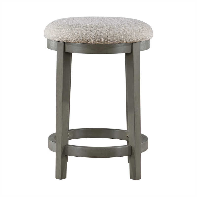 Pemberly Row Farmhouse Textured Counter Height Stool Set of 2 in Gray