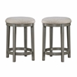 Pemberly Row Farmhouse Textured Counter Height Stool Set of 2 in Gray