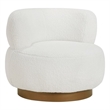 Pemberly Row Contemporary Sherpa Fabric Upholstery Swivel Chair in White