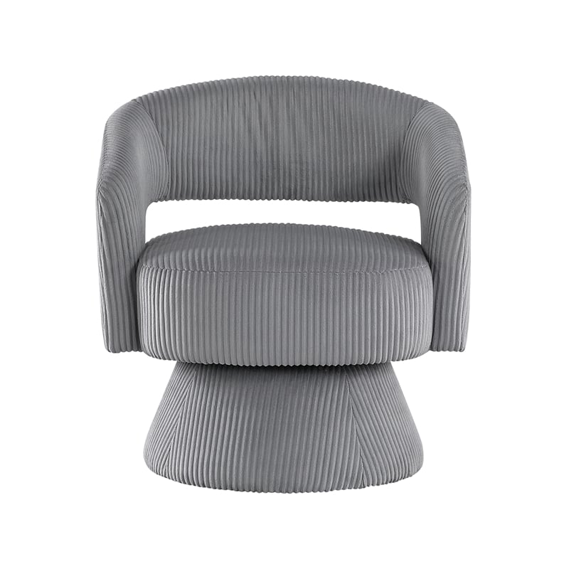 Pemberly Row Contemporary Corduroy Swivel Chair in Dark gray
