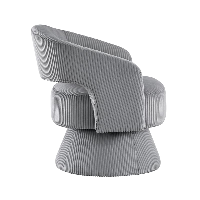 Pemberly Row Contemporary Corduroy Swivel Chair in Dark gray