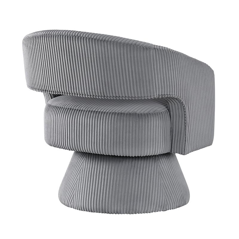Pemberly Row Contemporary Corduroy Swivel Chair in Dark gray